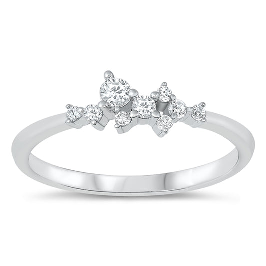 Scattered Cubic Zirconia Dainty Ring in Sterling Silver