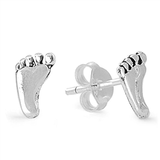 Foot Stud Earrings in Sterling Silver