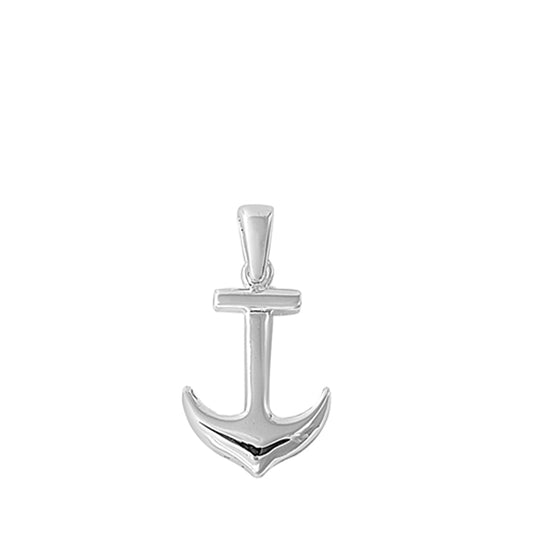 Small Polished Anchor Pendant in Sterling Silver