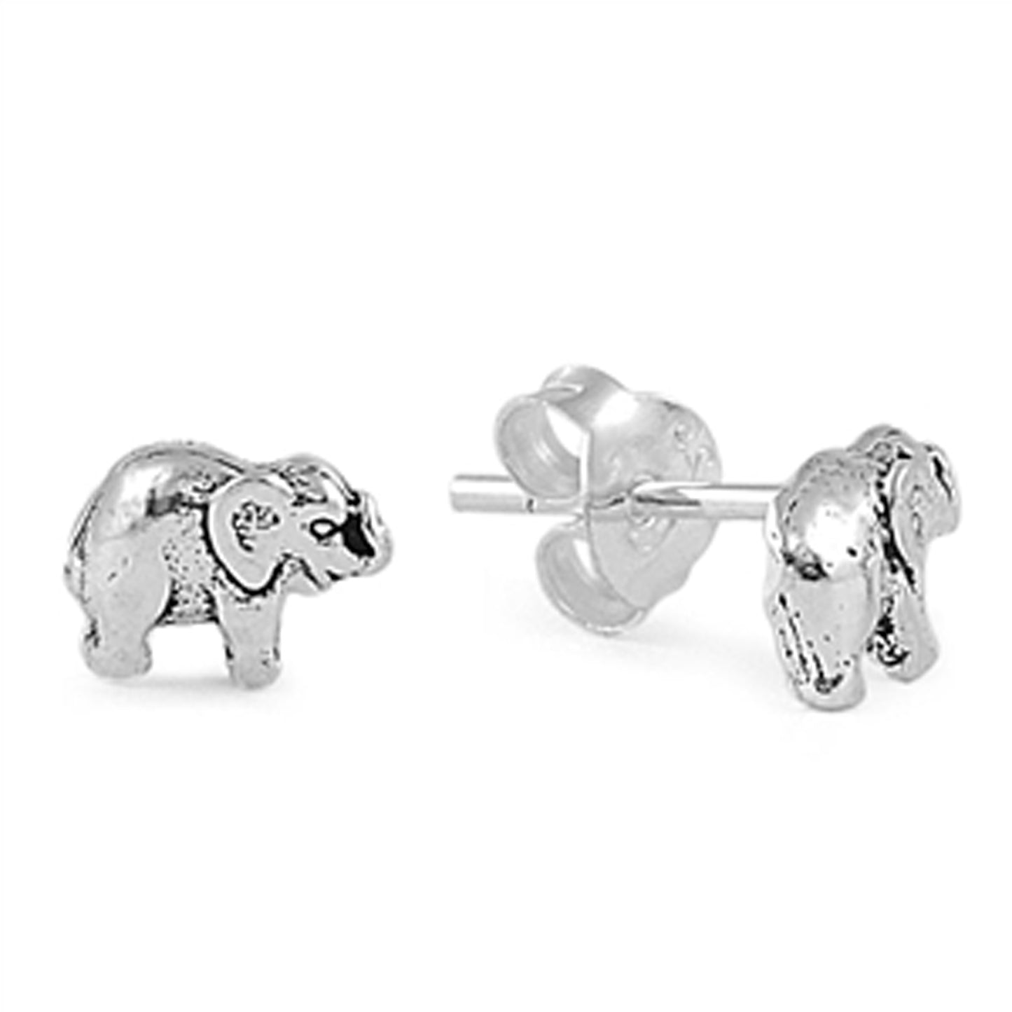 Small Elephant Stud Earrings in Sterling Silver