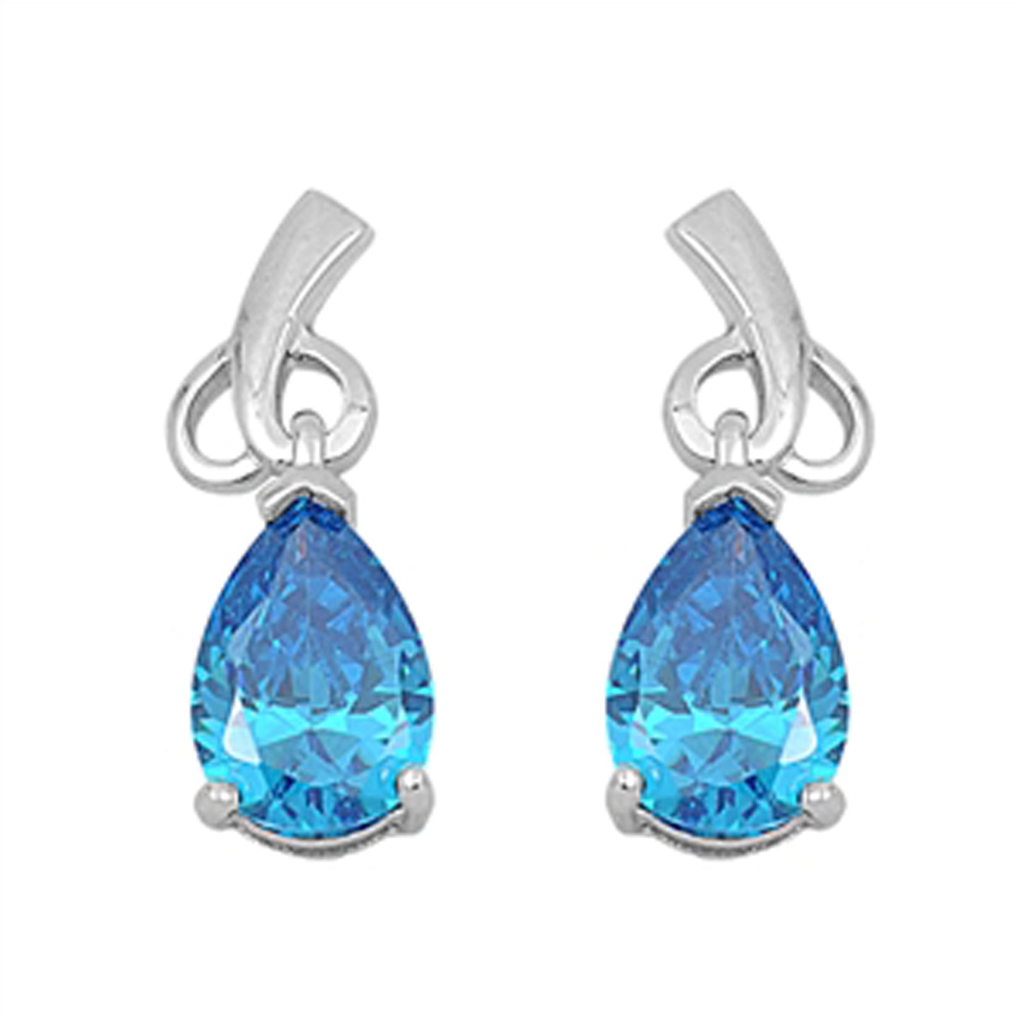 December Birthstone Cubic Zirconia Drop Earrings in Sterling Silver