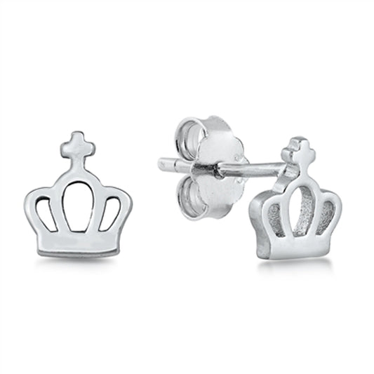 Royal Crown with Cross Stud Earrings in Sterling Silver