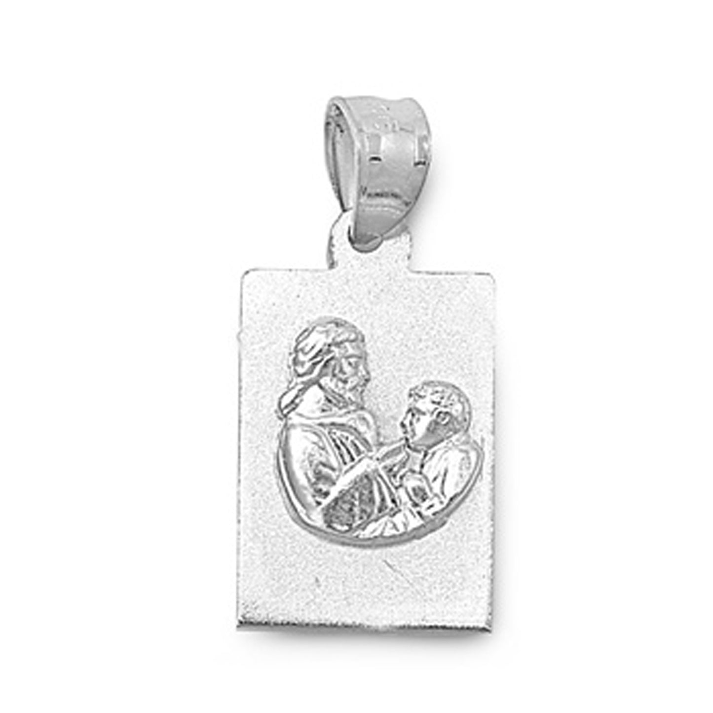 Father and Son Engrave Pendant in Sterling Silver