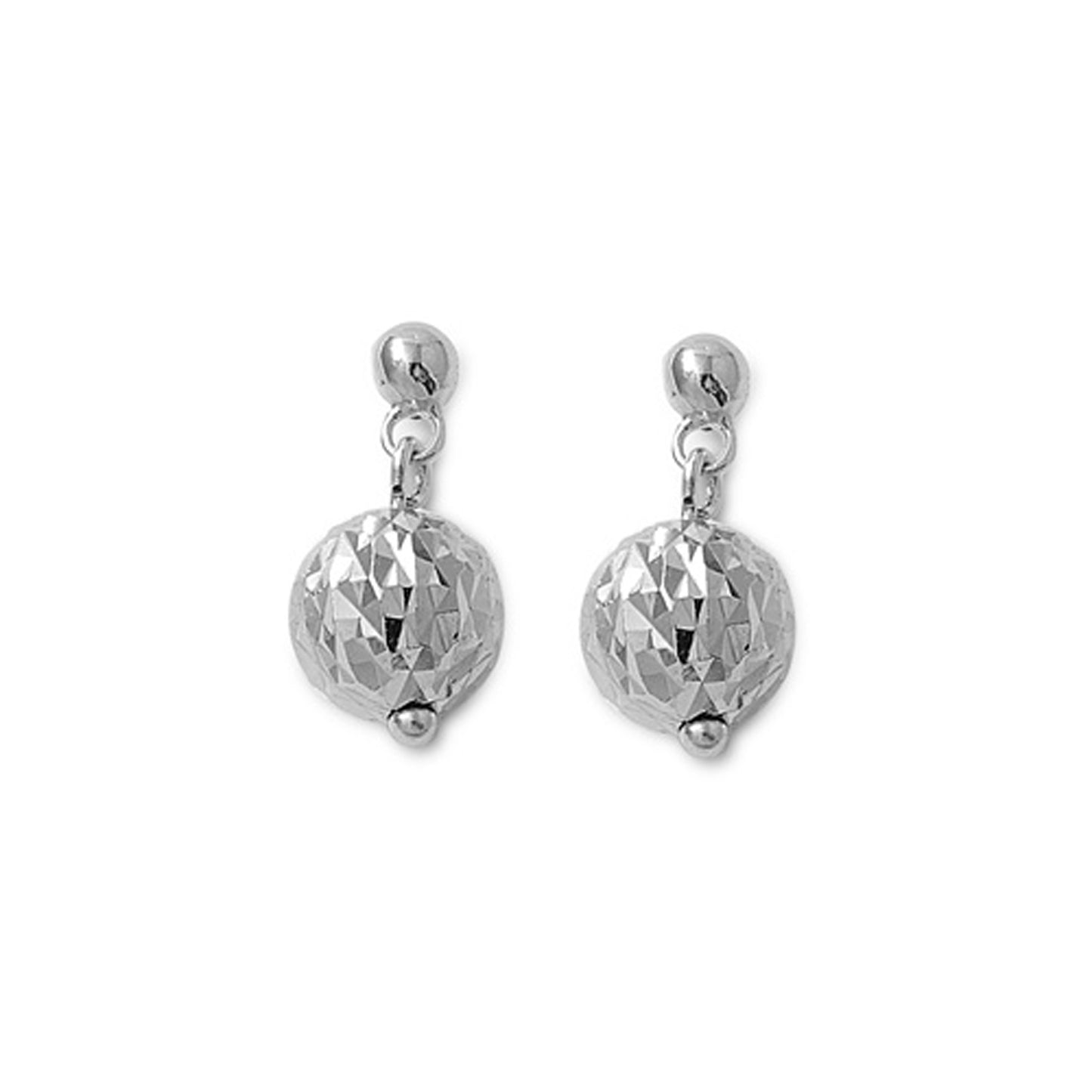 Textured Ball Dangle Earrings in Sterling Silver