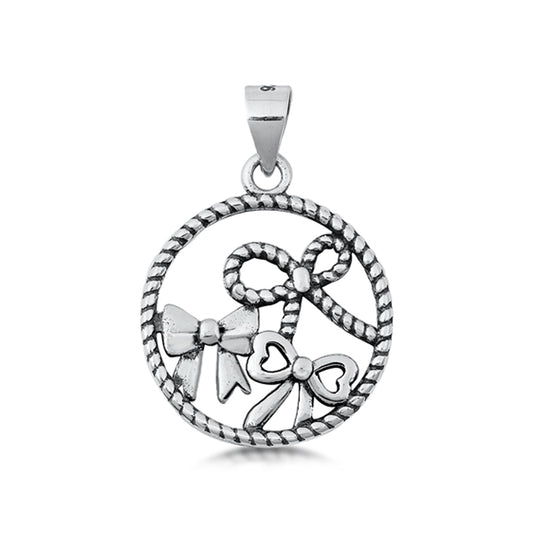 Ribbons in a Circle Pendant in Sterling Silver