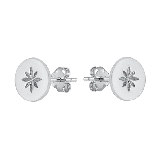 Snowflake Print Stud Earrings in Sterling Silver