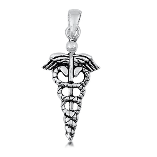 Caduceus Medical Symbol Pendant in Sterling Silver