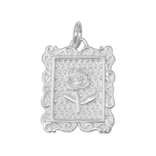 Rose in a Frame Pendant in Sterling Silver