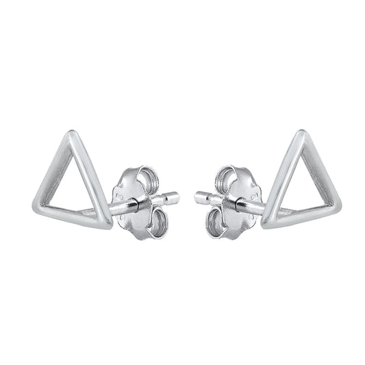 Triangle Shape Stud Earrings in Sterling Silver