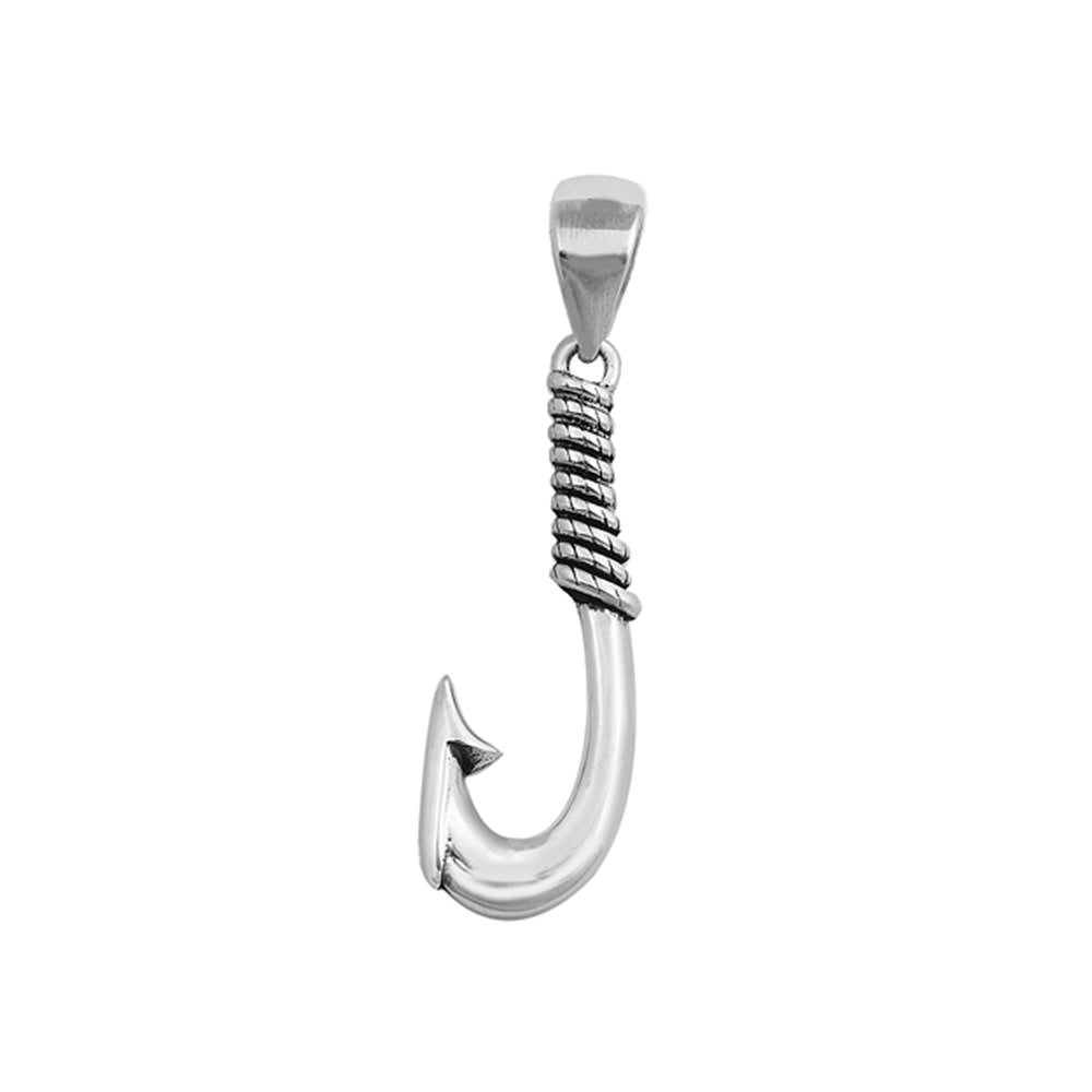 Fish Hook Pendant in Sterling Silver