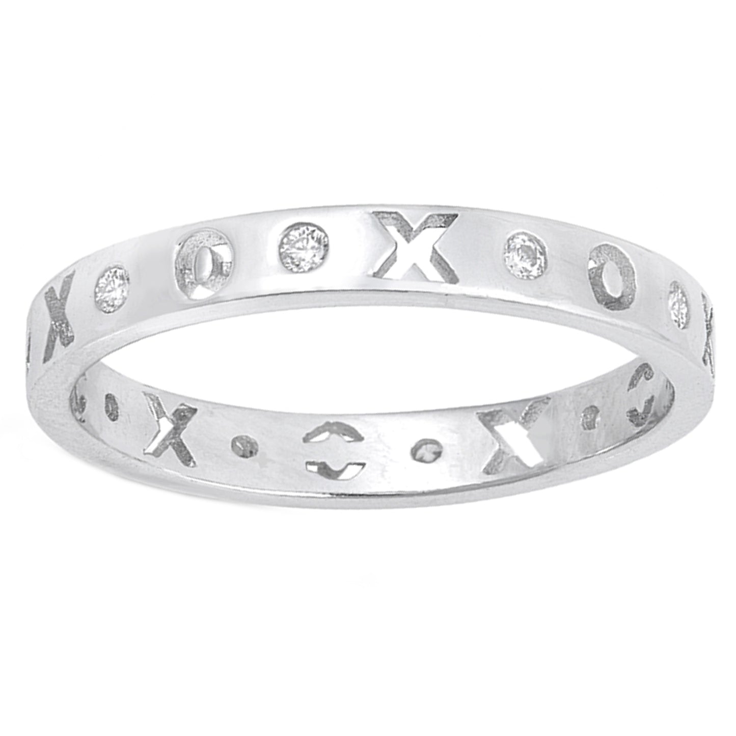 Hugs and Kisses Symbols Promise Ring in Sterling Silver