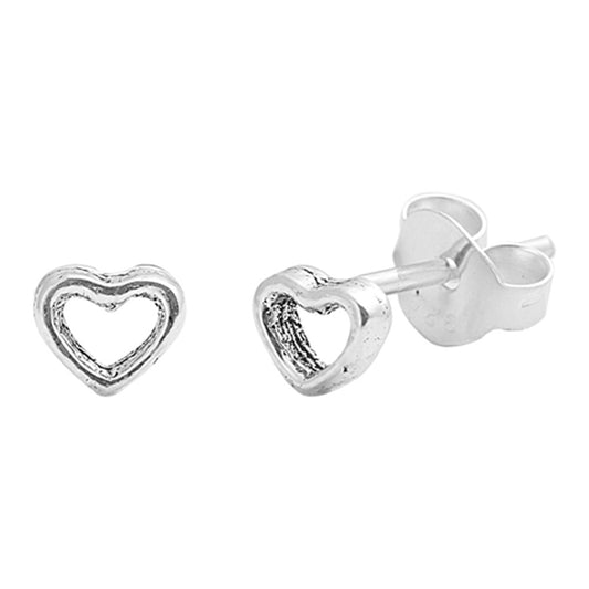 Small Heart Stud Earrings in Sterling Silver