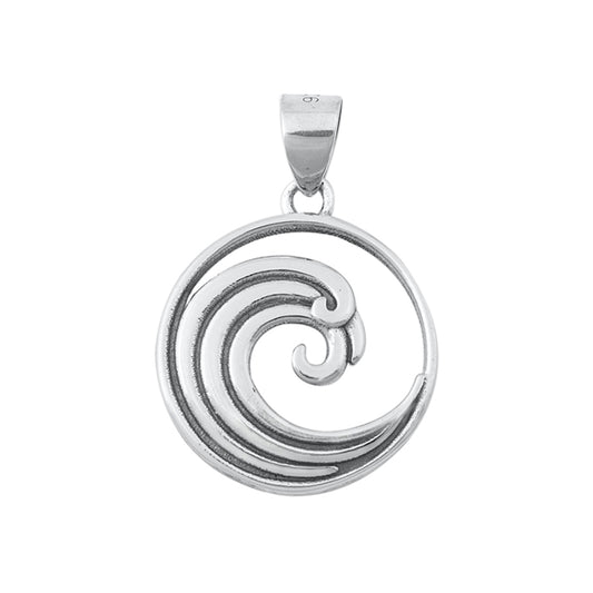 Seawave Circle Pendant in Sterling Silver