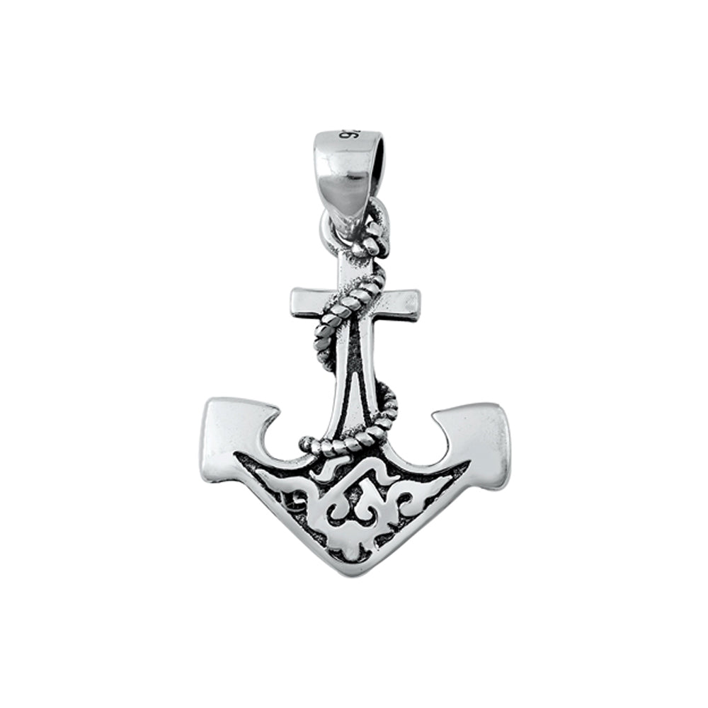 Navy Anchor Pendant in Sterling Silver