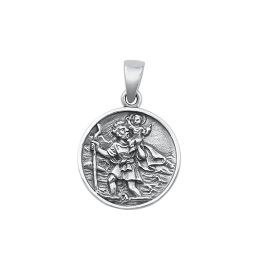 St Christopher Medal Pendant in Sterling Silver