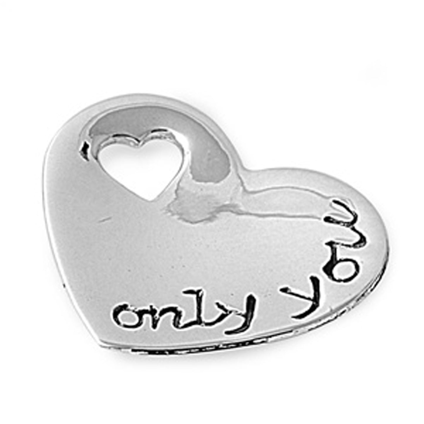 Only You Engrave Heart Pendant in Sterling Silver