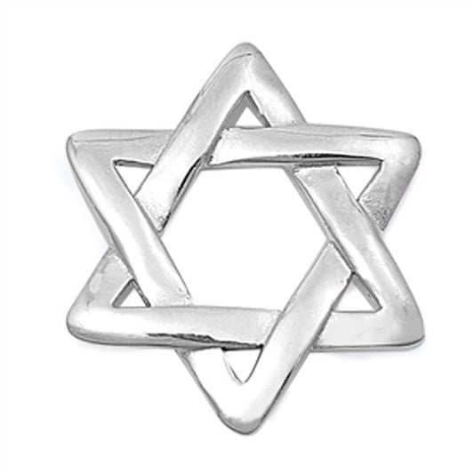 Star of David Pendant Polish Finish in Sterling Silver