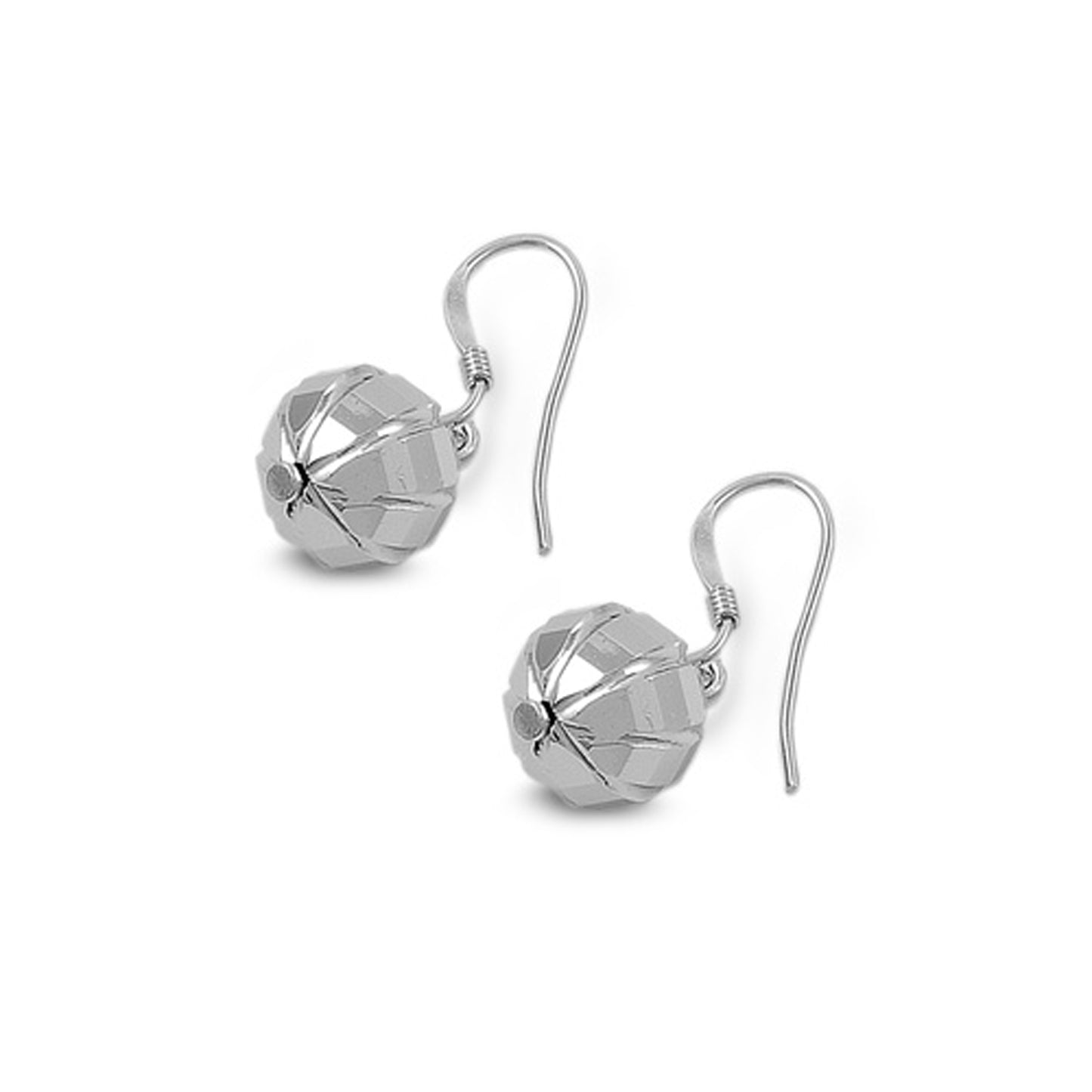 Textured Bead Dangle Earrings in Sterling Silver