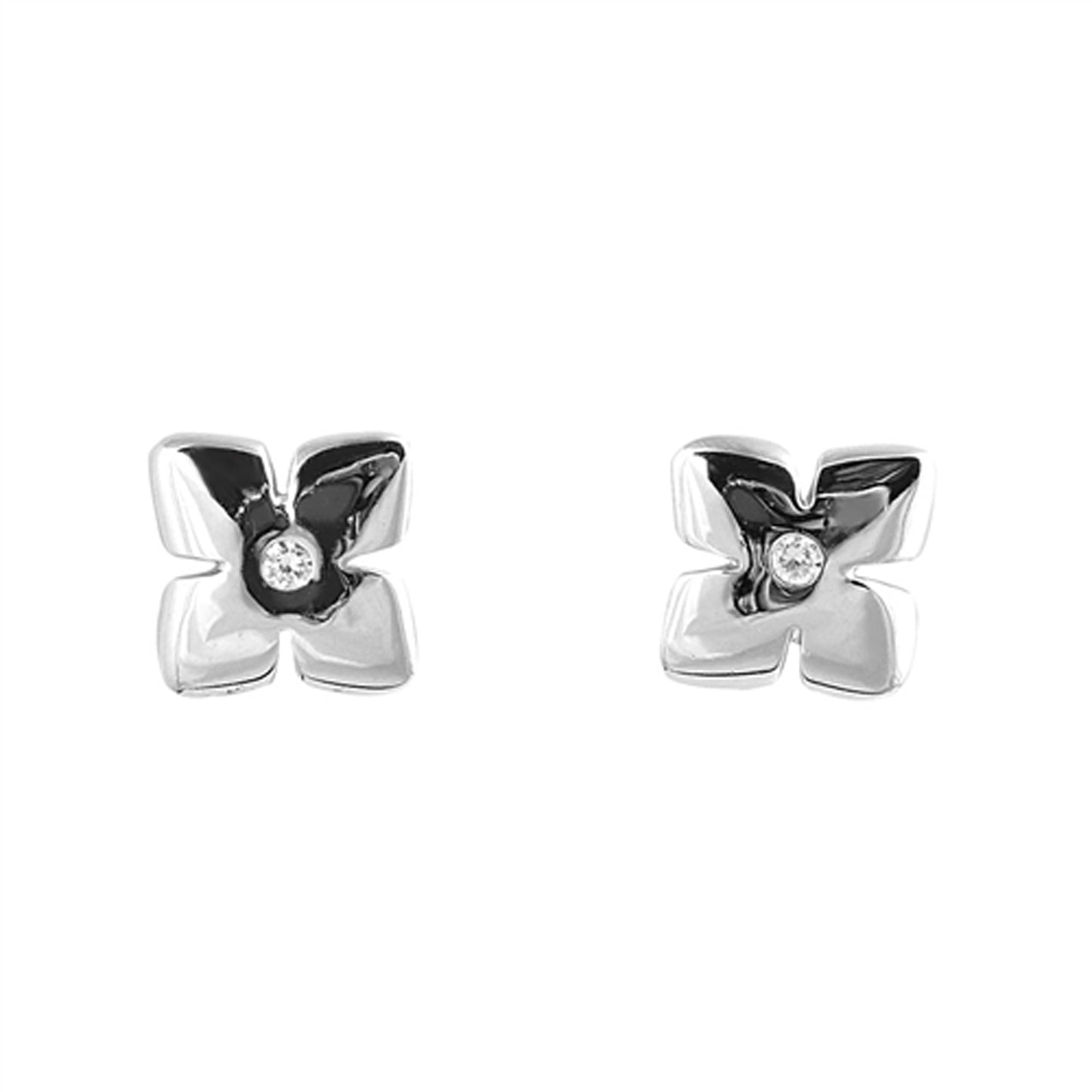 Cubic Zirconia Accent Stud Earrings in Sterling Silver