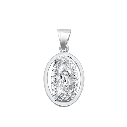 Our Lady of Guadalupe Oval Pendant in Sterling Silver