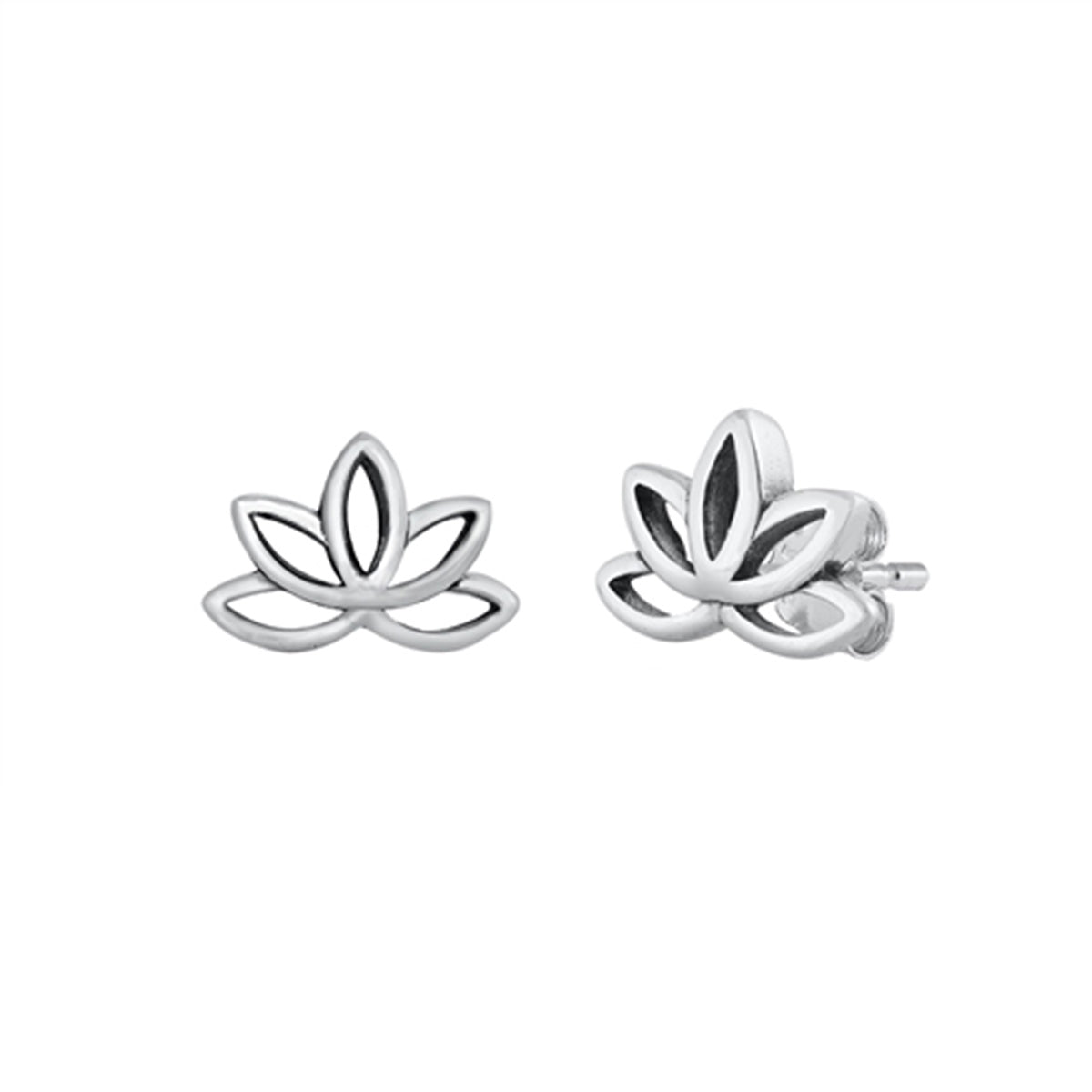 Simple Lotus Stud Earrings in Sterling Silver