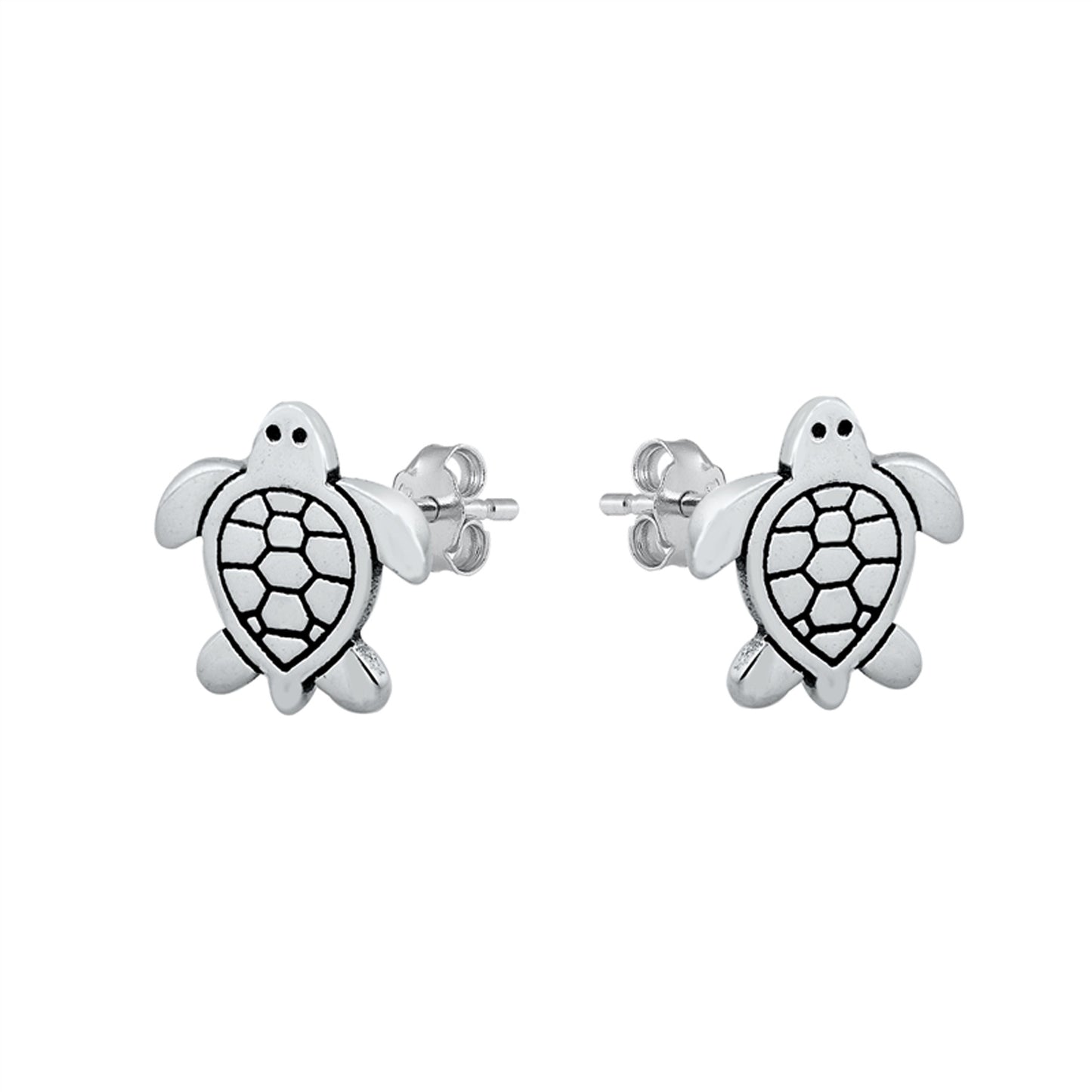 Whimsical Turtle Stud Earrings in Sterling Silver