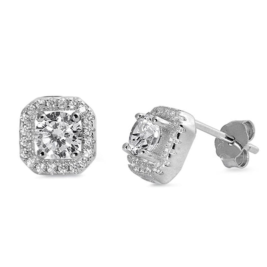 Royal Vintage Cubic Zirconia Stud Earrings in Sterling Silver