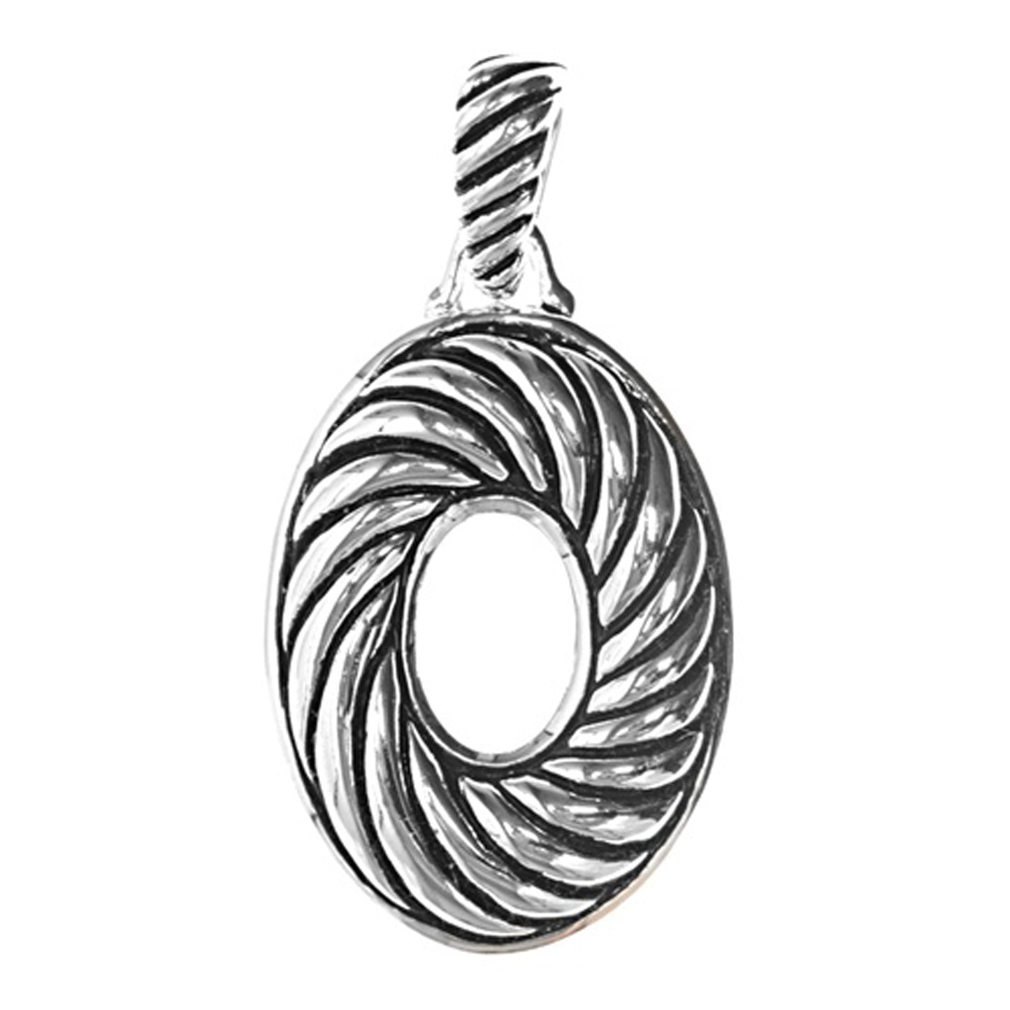 Twisted Design Oval Pendant in Sterling Silver