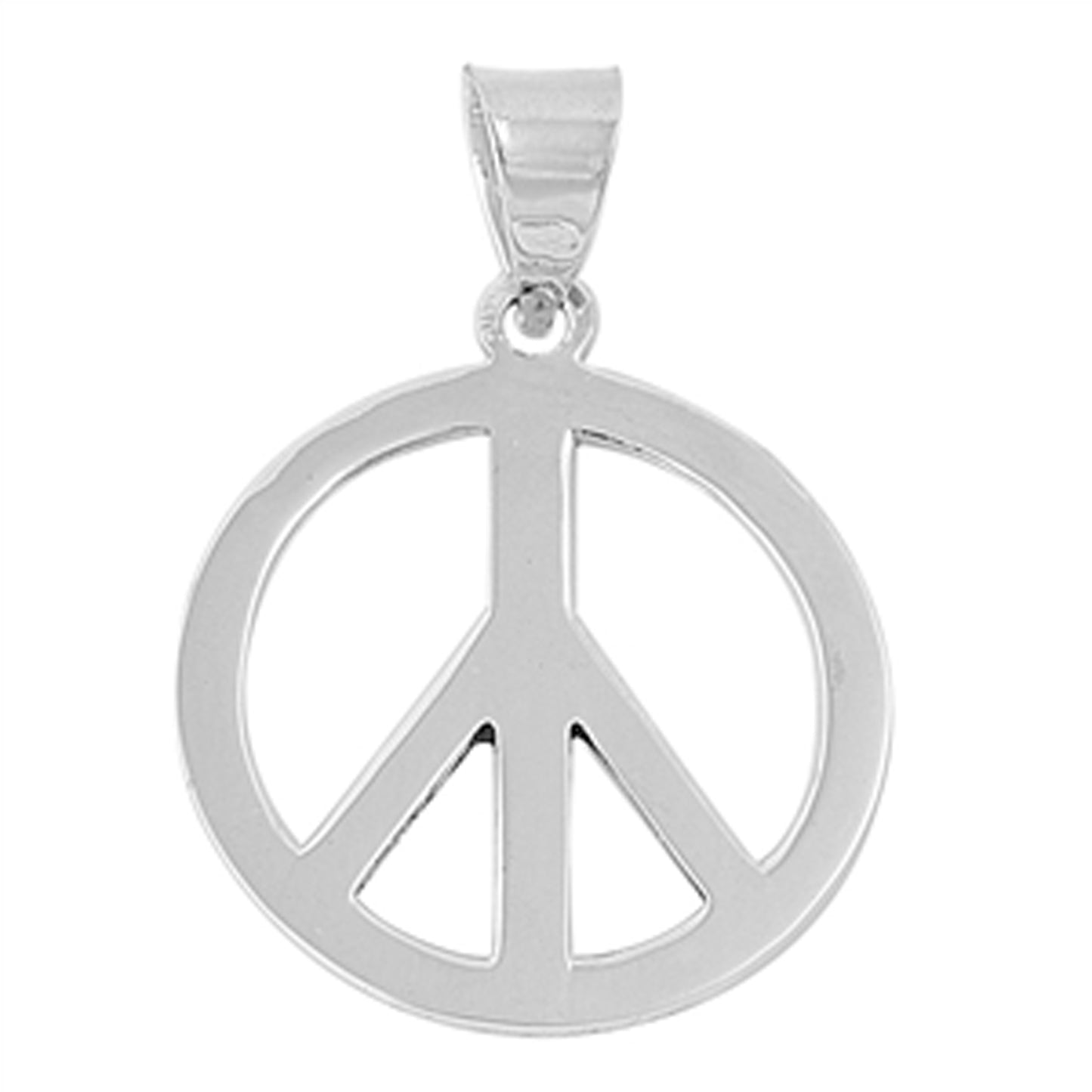 Flat Peace Symbol Pendant in Sterling Silver