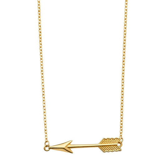 Detailed Arrow Pendant Necklace in 14k Yellow Gold