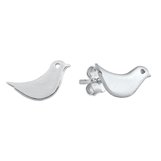 Whimsical Bird Stud Earrings in Sterling Silver