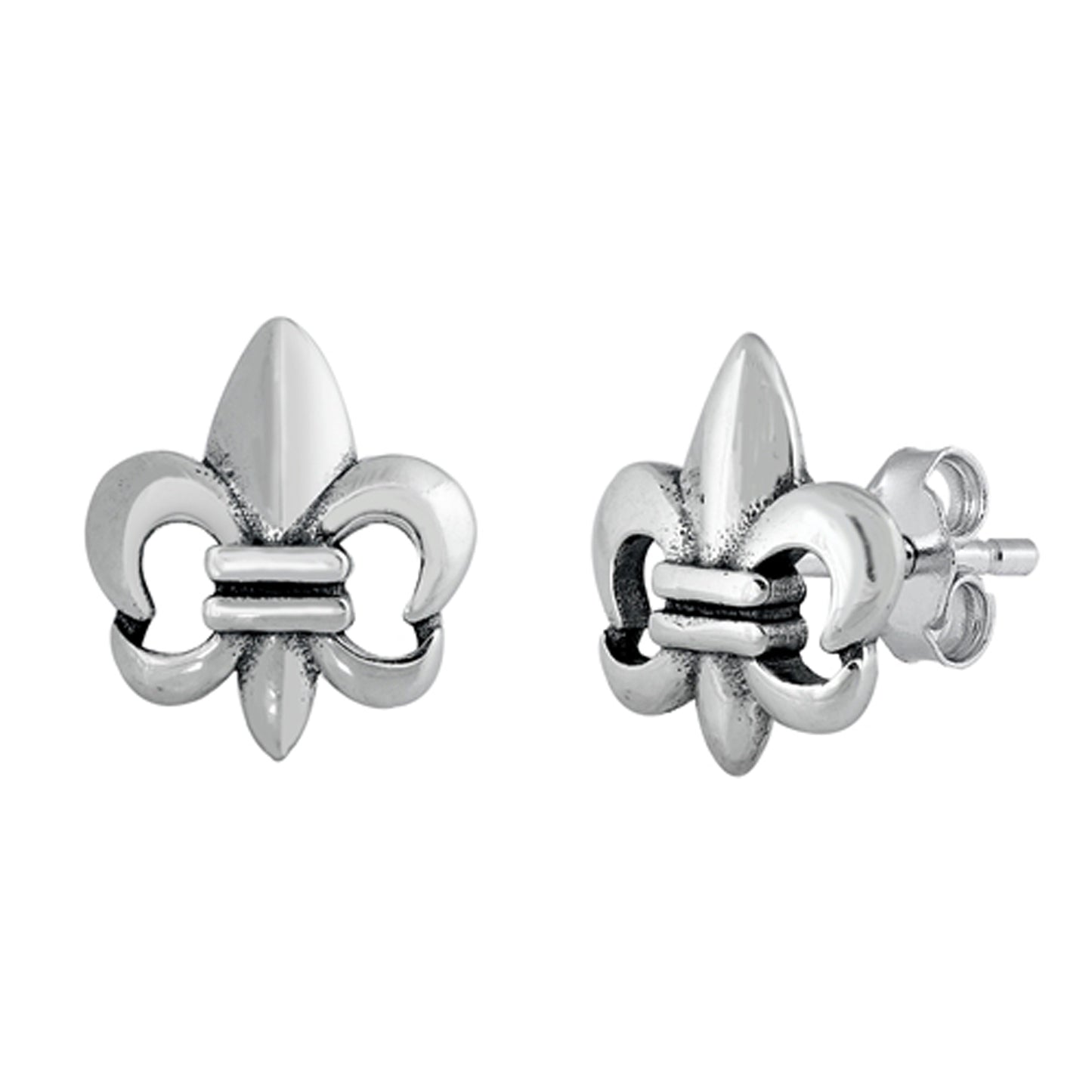 Antique Fleur De Lis Stud Earrings in Sterling Silver