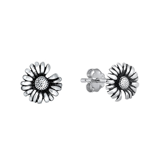 Falling Petals Sunflower Stud Earrings in Sterling Silver