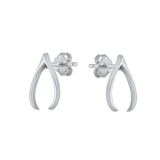 Minimalist Wishbone Stud Earrings in Sterling Silver