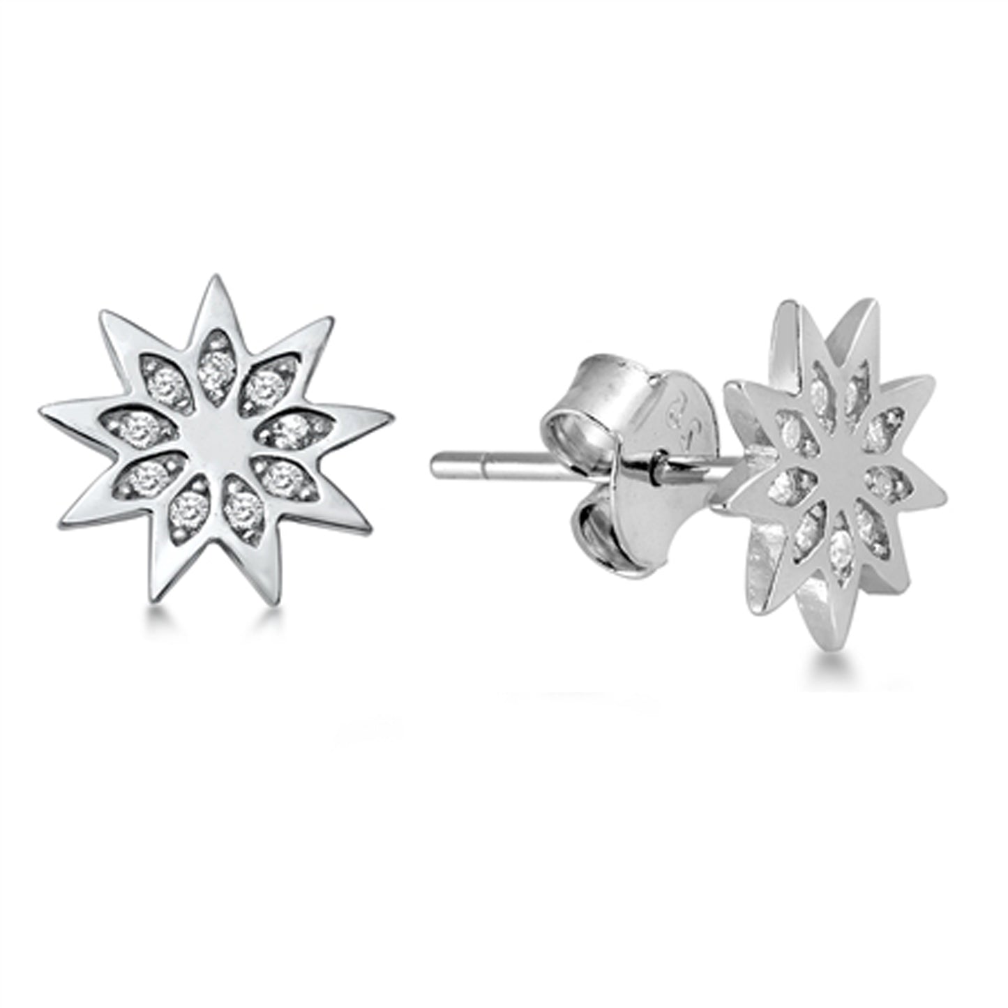 Winter Snowflake Stud Earrings in Sterling Silver