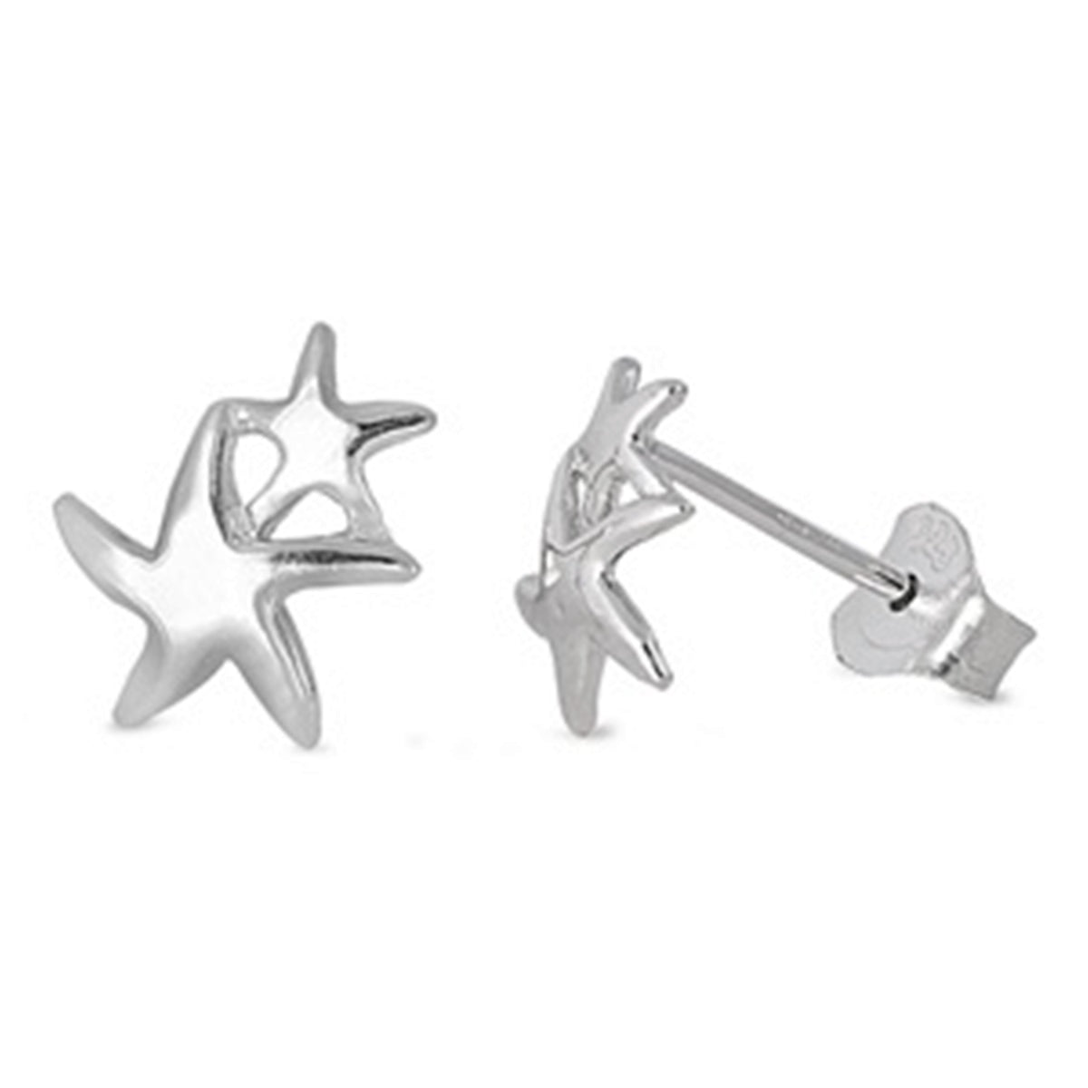 Double Stars Stud Earrings in Sterling Silver