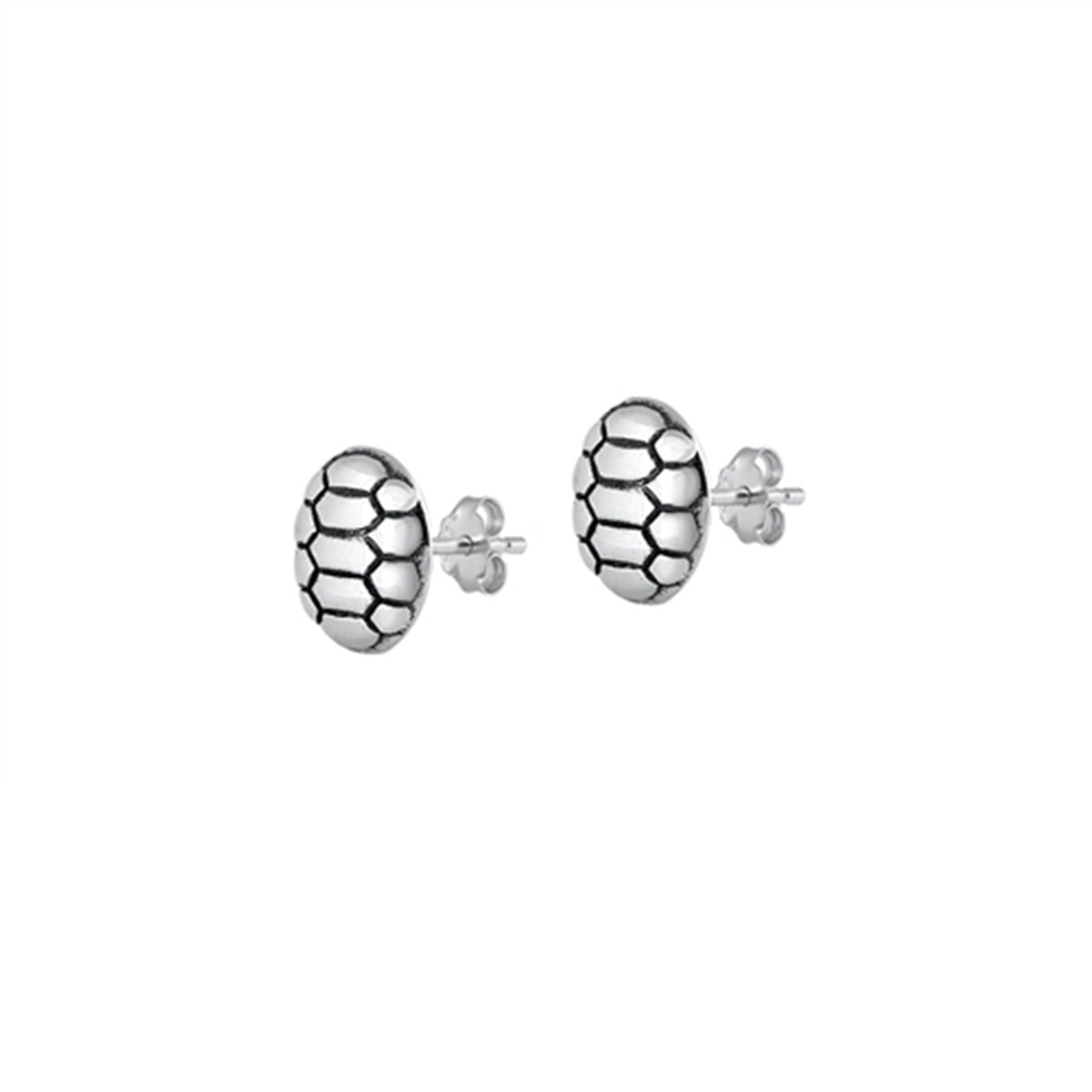 Turtle's Shell Stud Earrings in Sterling Silver