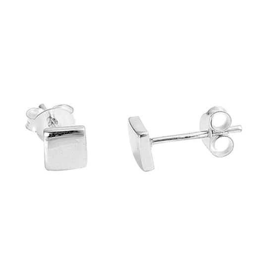 Small Cube Stud Earrings in Sterling Silver