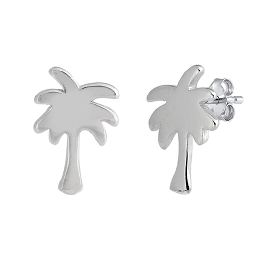 Date Palm Tree Stud Earrings in Sterling Silver