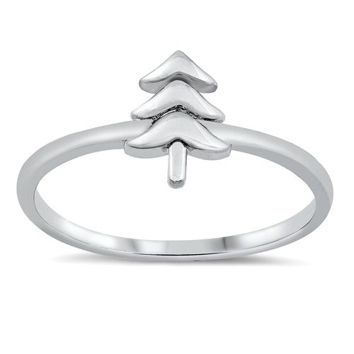 Christmas Tree Minimalist Ring in Sterling Silver