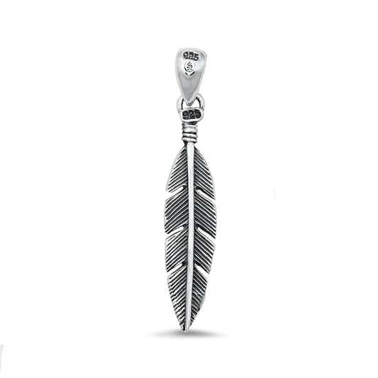 Slender Feather Pendant in Sterling Silver