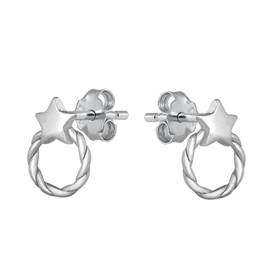 Twisted Wreath Star Stud Earrings in Sterling Silver