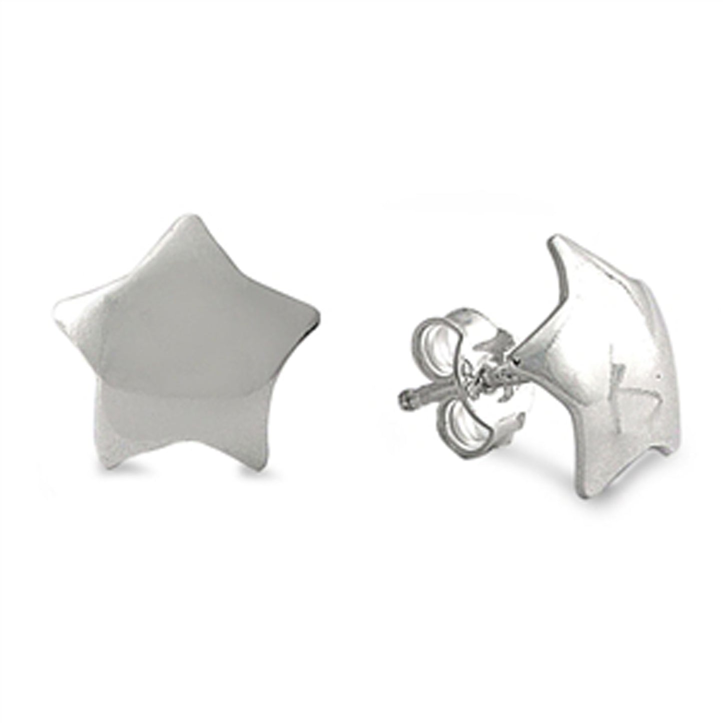 Concaved Star Stud Earrings in Sterling Silver