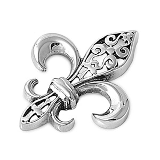 Filigree Large Fleur-de-lis Pendant in Sterling Silver