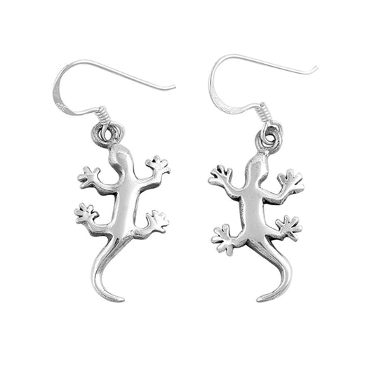 Climbing Lizard Dangle Earrings in Sterling Silver