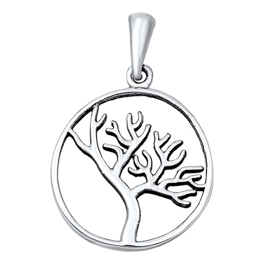 Burning Bush Circle Pendant in Sterling Silver