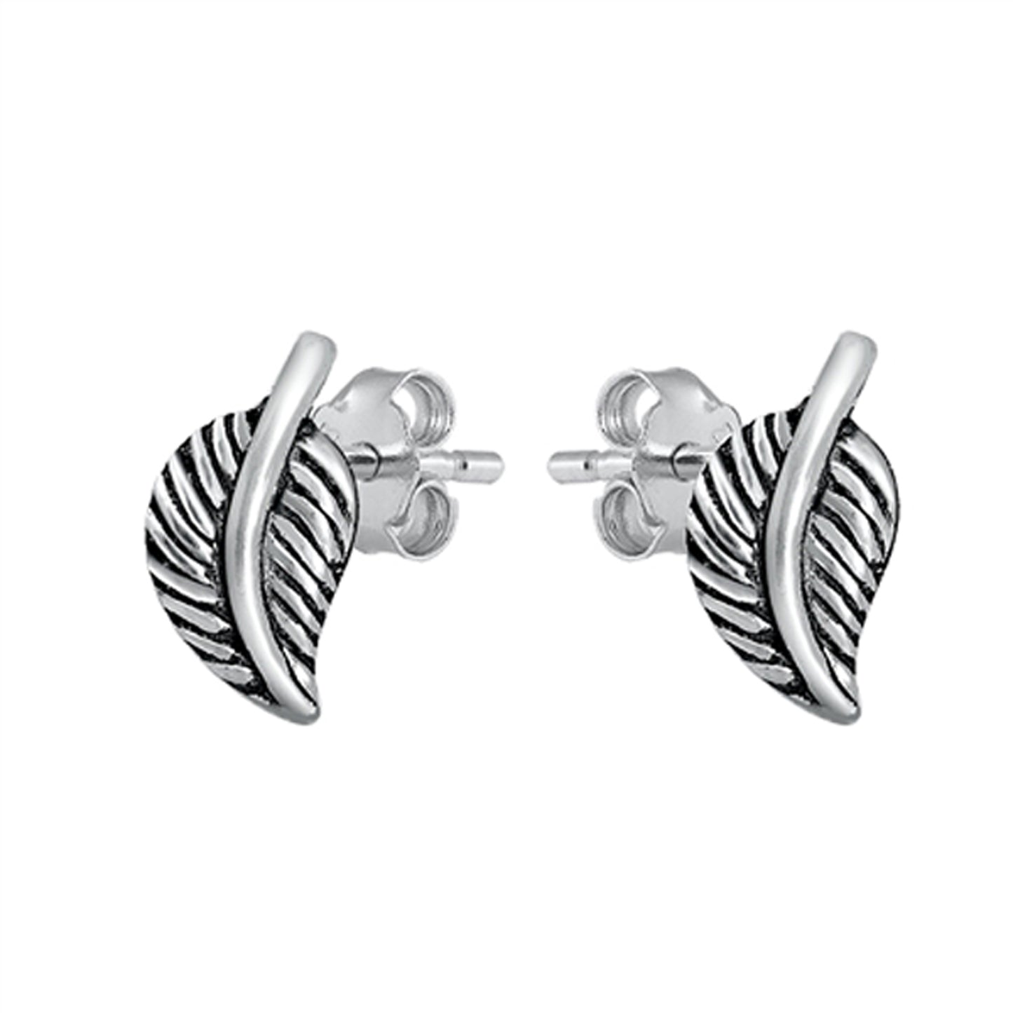 Fall Leaf Stud Earrings in Sterling Silver