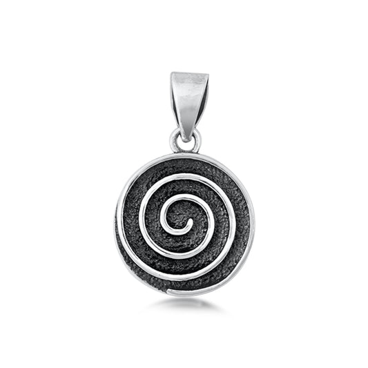 Spiral Design Round Pendant in Sterling Silver