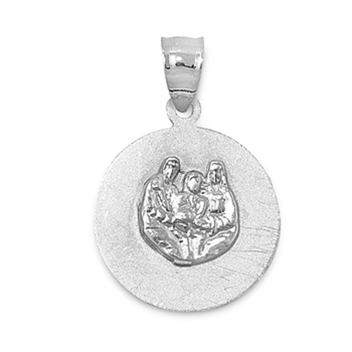 Holy Trinity Engrave Disc Pendant in Sterling Silver