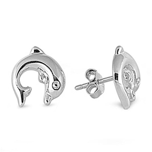 Dolphin Stud Earrings in Sterling Silver